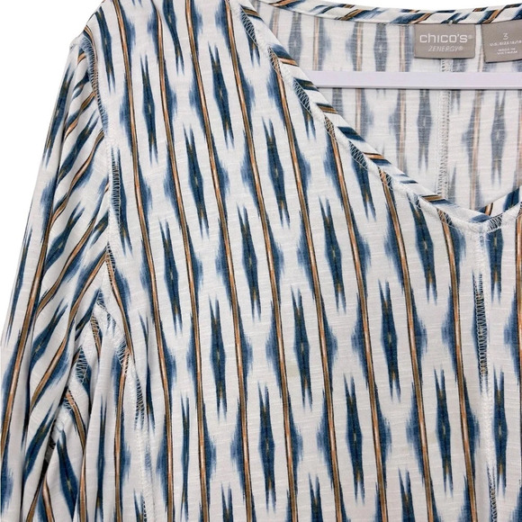 Chico’s Zenergy Women’s 16/18 V-Neck Long Sleeve Geometric Ikat Tunic Top - Picture 9 of 10